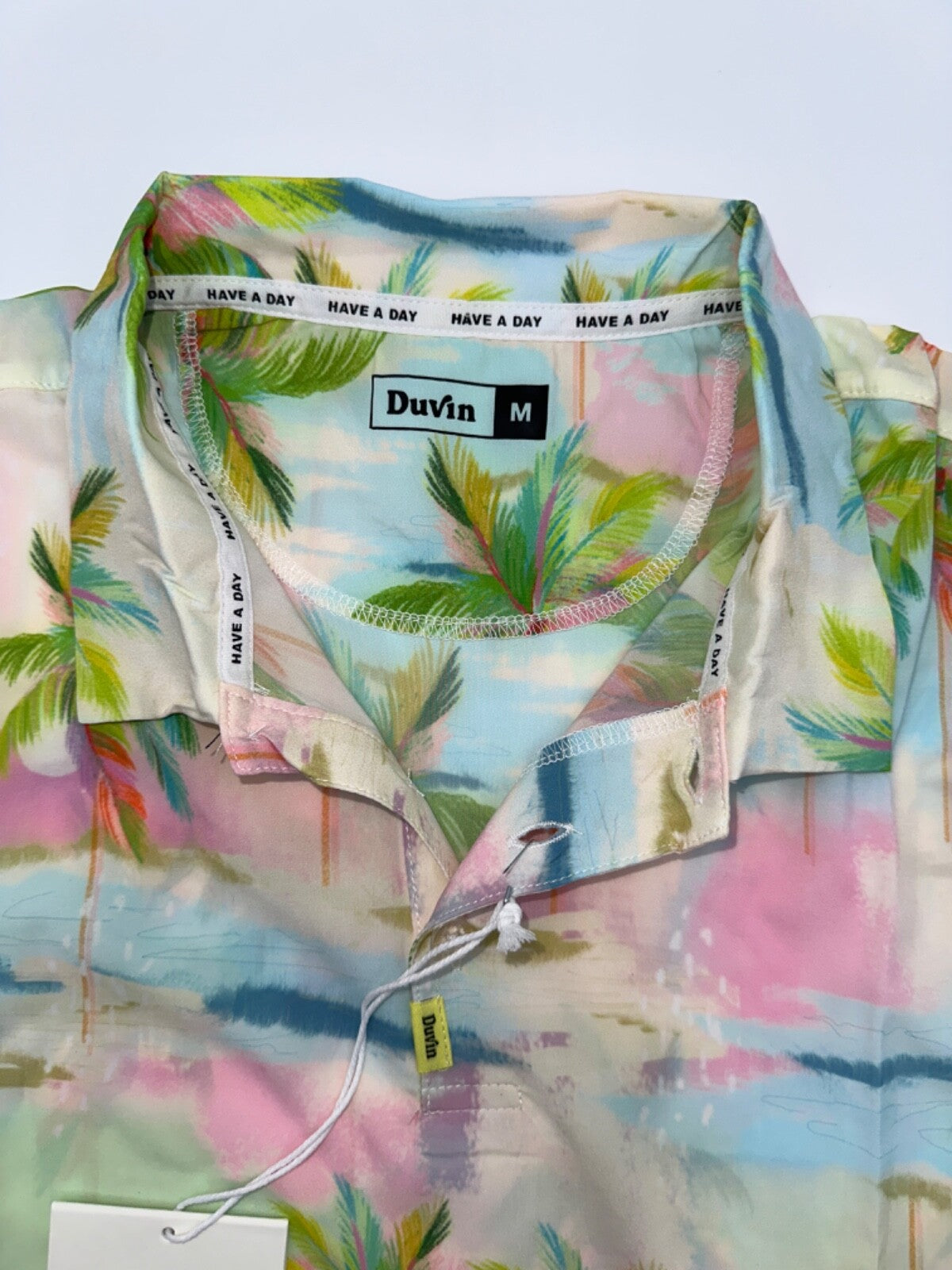 $54 Duvin Men's Pastel Palmy Shirt - Green/Pink/Blue - Medium - New With Tags