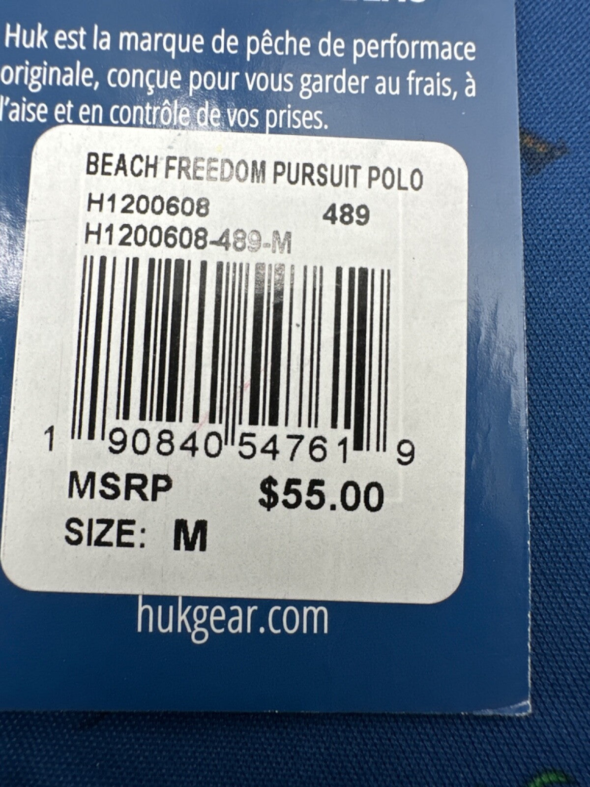 $55 Huk Men's Pursuit Beach Freedom Print Polo - Blue - Medium - New With Tags