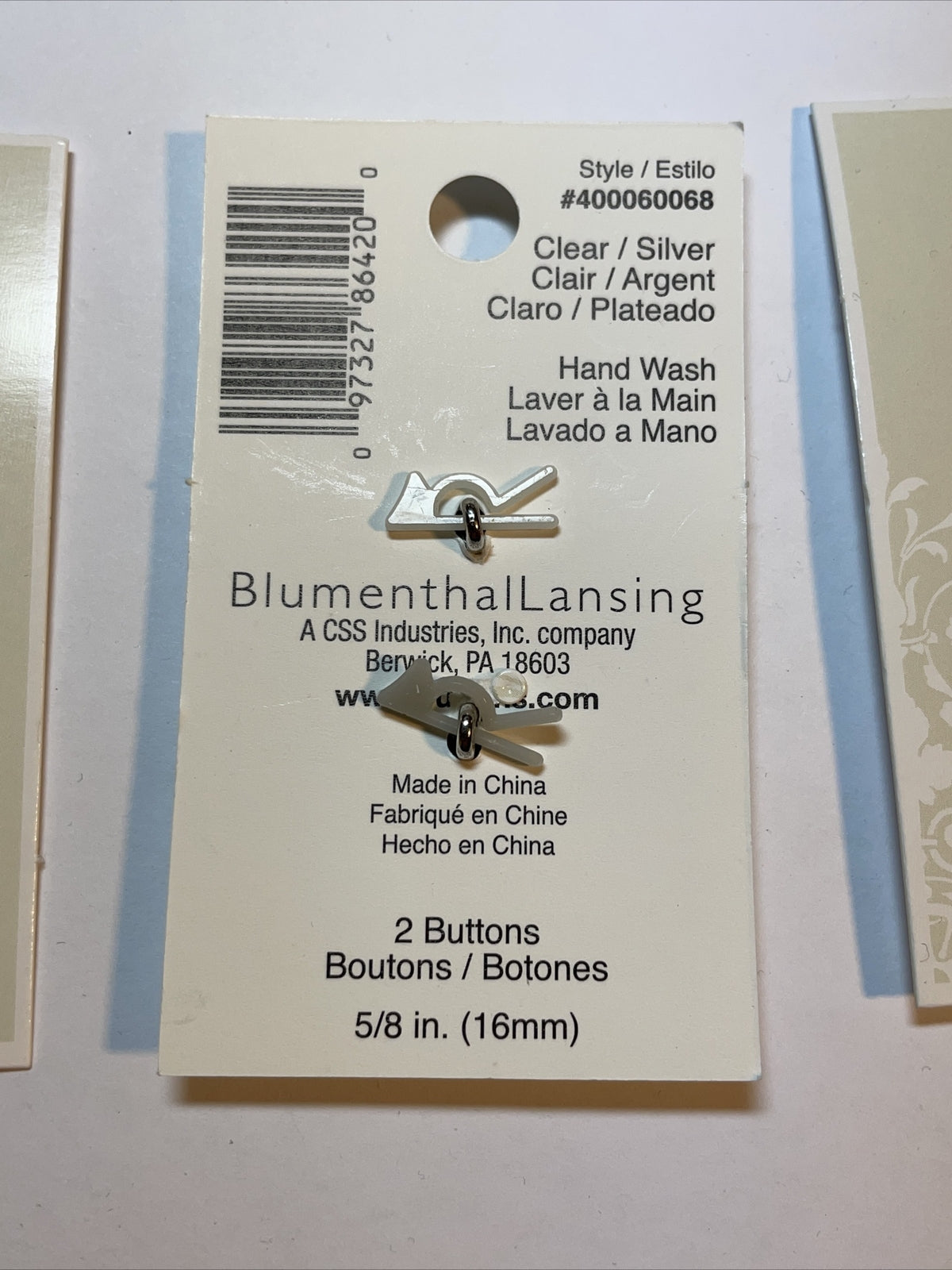 Lot Of 4 Cards La Mode rhinestones 5/8”  Buttons 40060068 Rounded  2-Count