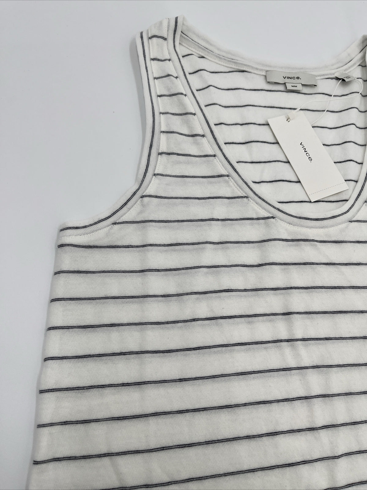 $80 *New* Vince Easy Scoop Neck Striped Tank Top- Off White- Medium-New Tag