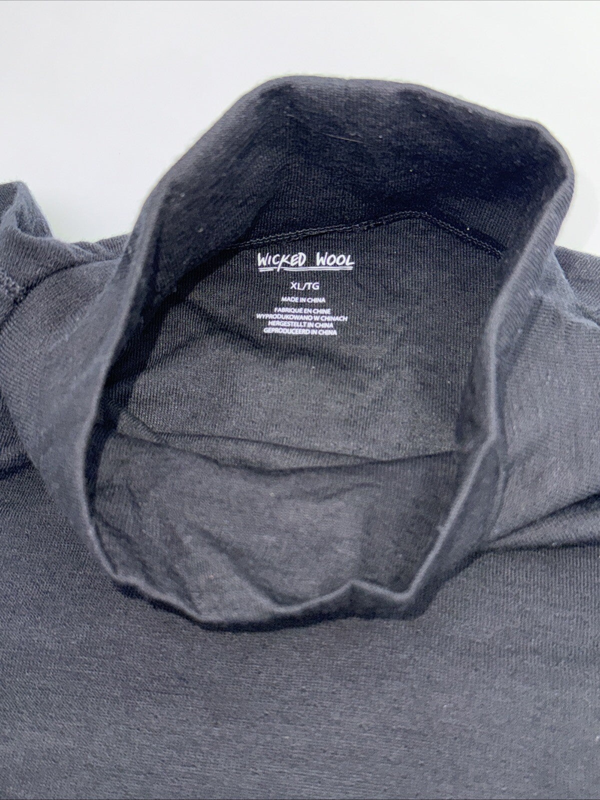 $95 Wicked Wool Women’s Merino Long Sleeve Mock Neck Pullover Top- Black- XLarge