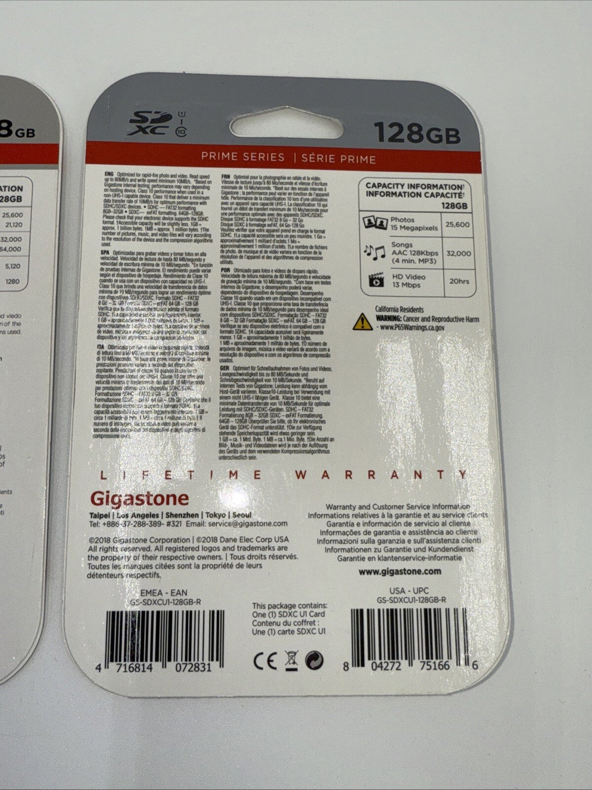 Lot Of 2 X Gigastone 128GB SD Card Class 10 SDXC Memory Card High Speed Video