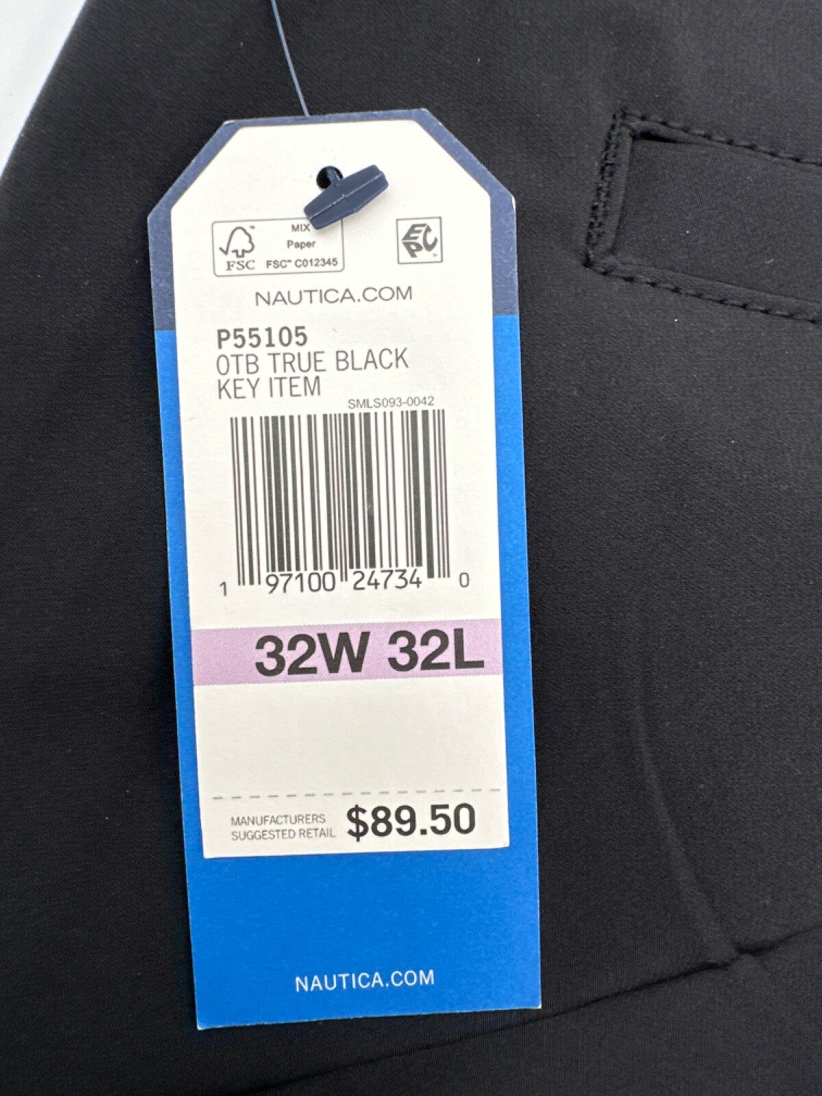 $90 NAUTICA Men’s Slim Fit Pants - True Black - 32W x 32L - New with tag