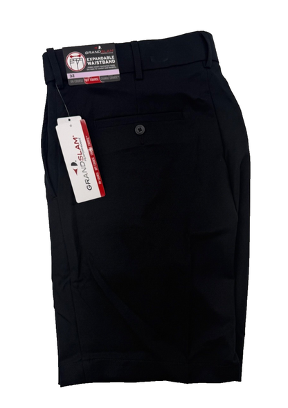 $40 Grand Slam Men’s- Flat Front Expandable Waistband Golf Short- Black- 32W-New