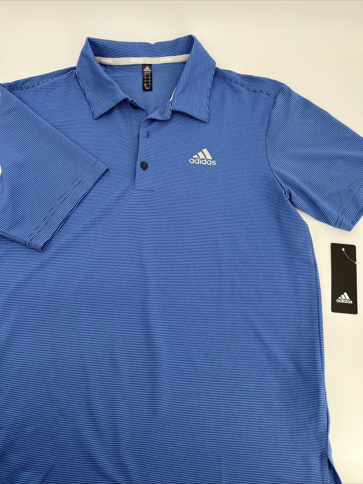$65 Adidas Men’s Ottoman Pencil Stripe Polo Shirt ADVR0875-Crew Blue-Small-New