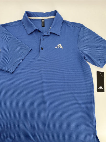 $65 Adidas Men’s Ottoman Pencil Stripe Polo Shirt ADVR0875-Crew Blue-Small-New