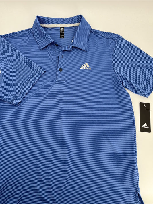 $65 Adidas Men’s Ottoman Pencil Stripe Polo Shirt ADVR0875-Crew Blue-Small-New