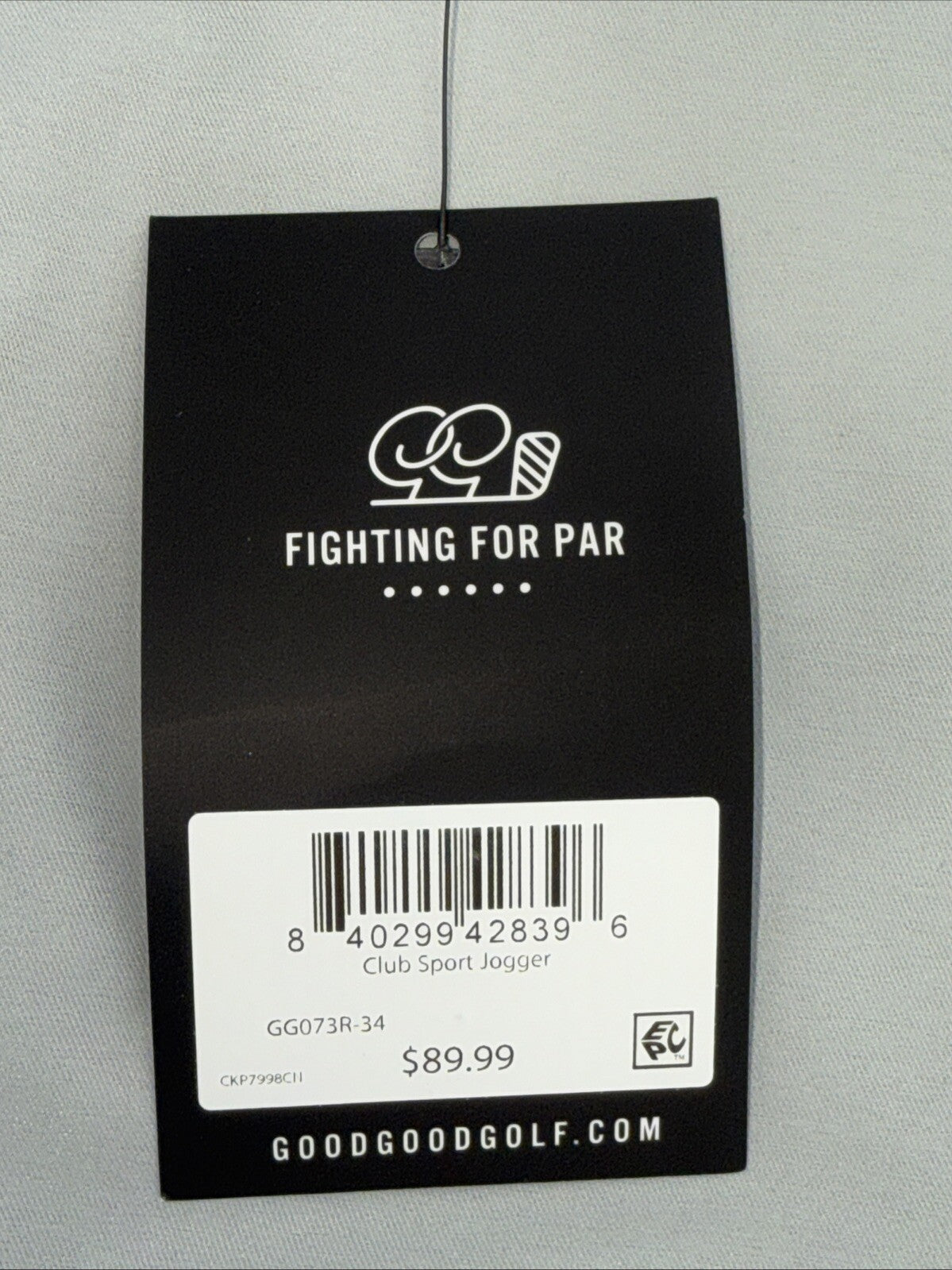 $90 Good Good Men’s Club Sport Jogger Golf Pants-Light Grey-Size: 34W 30L- NEW