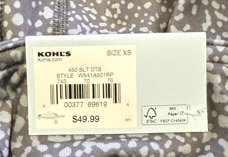 FLX  Women’s Affirmation High-Waisted 7/8 Ankle Leggings- Slate Dots- XS- NWT
