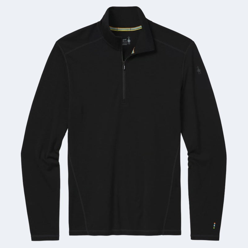 $120 Smartwool Men's Classic Thermal Merino 1/4 Zip Base Layer Top-Black-Small