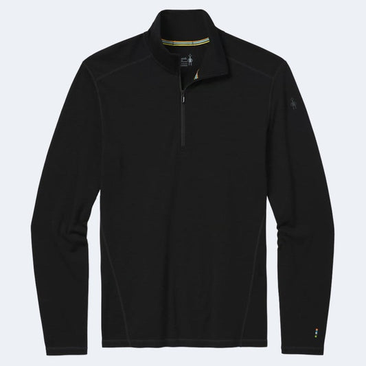 $120 Smartwool Men's Classic Thermal Merino 1/4 Zip Base Layer Top-Black-Small