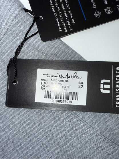$94 Travis Mathew Men’s Sand Harbor Golf Shorts- Heather Sleet Grey- 32W-New Tag