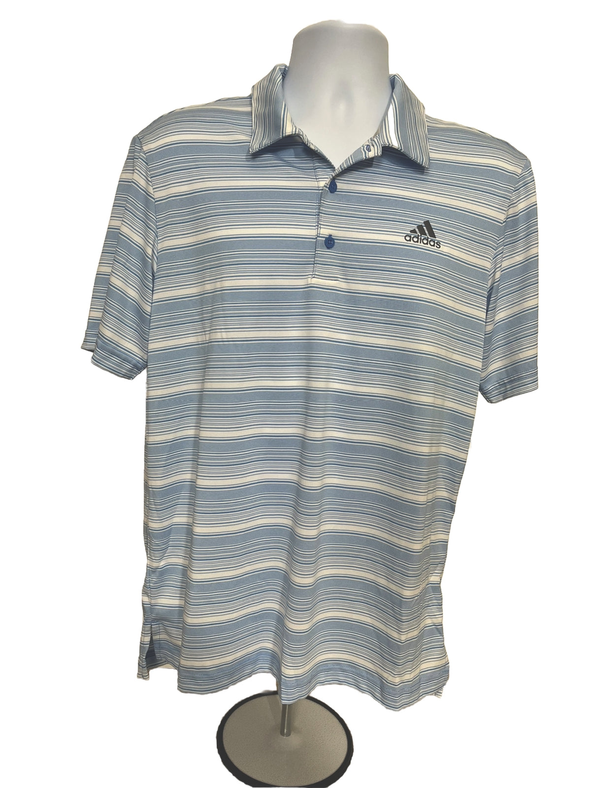 $65 Adidas Men’s Gradient Striped Polo Golf Shirt- Real Blue/White-Medium-New