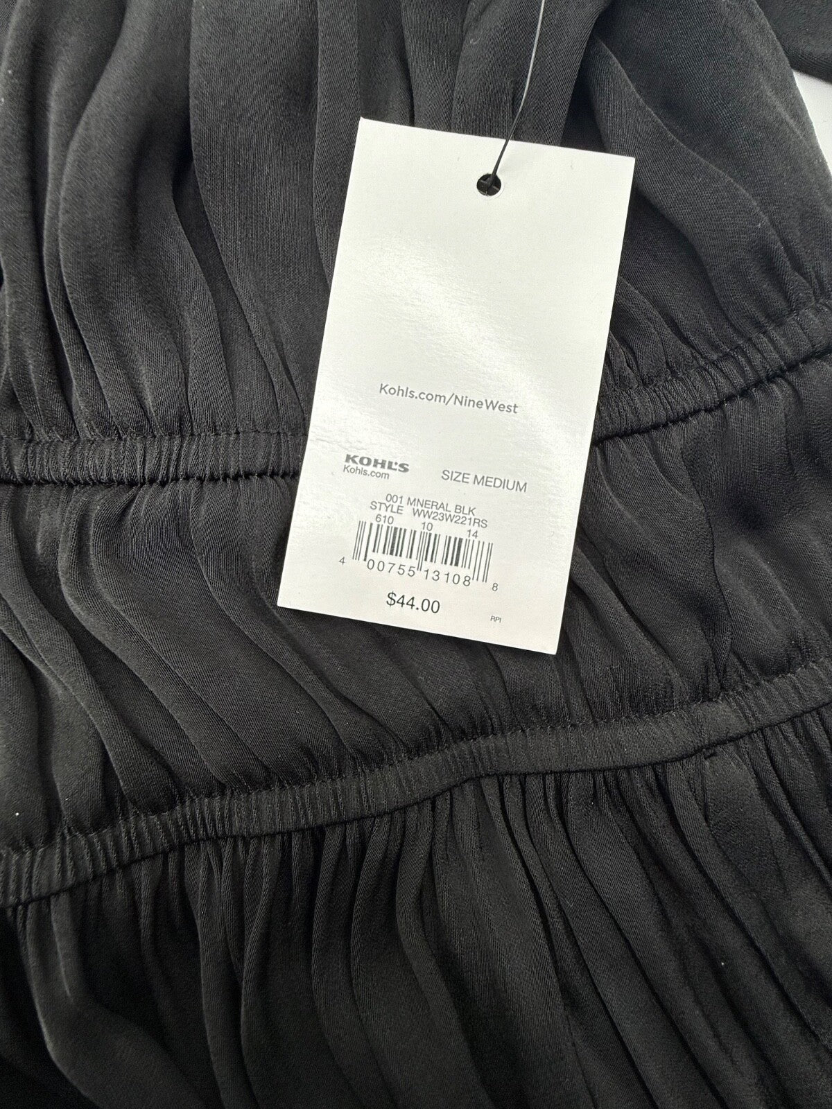 $44 Nine West Women’s-Long Sleeve Sweetheart Peplum Top- Black- Medium-New Tag