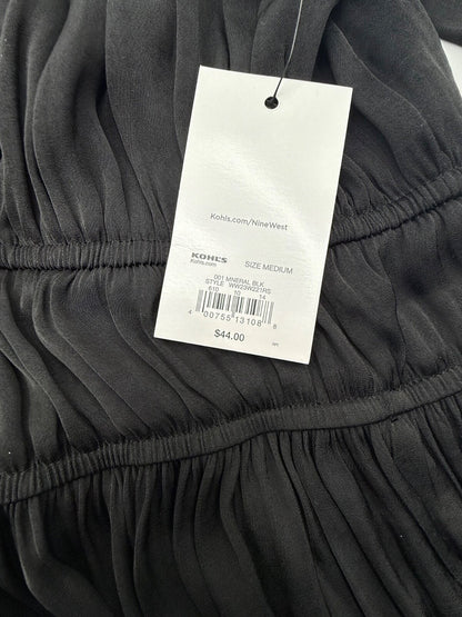 $44 Nine West Women’s-Long Sleeve Sweetheart Peplum Top- Black- Medium-New Tag