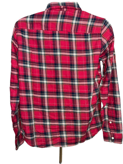 $79 Buffalo David Bitton Men’s Satwil Plaid Long Sleeve Shirt- Cranberry-Small