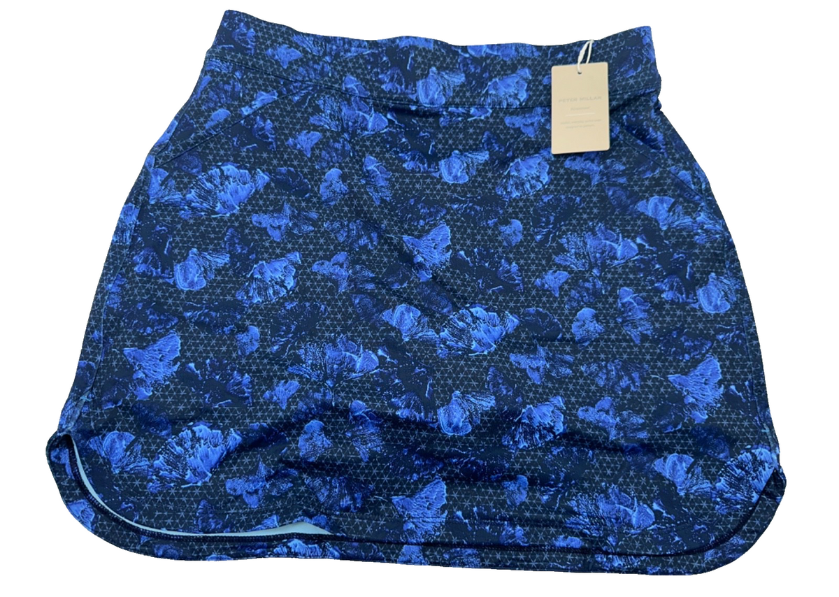 $125 Peter Millar Women’s Ginko Print Golf Skort - Abaco - Large -New With Tag