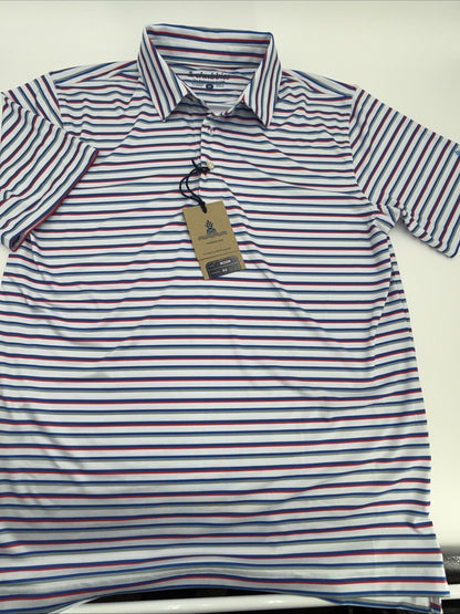 Chubbies Men's The 4th Of Ju-Line Performance Polo Shirt-White Multi-Medium-New