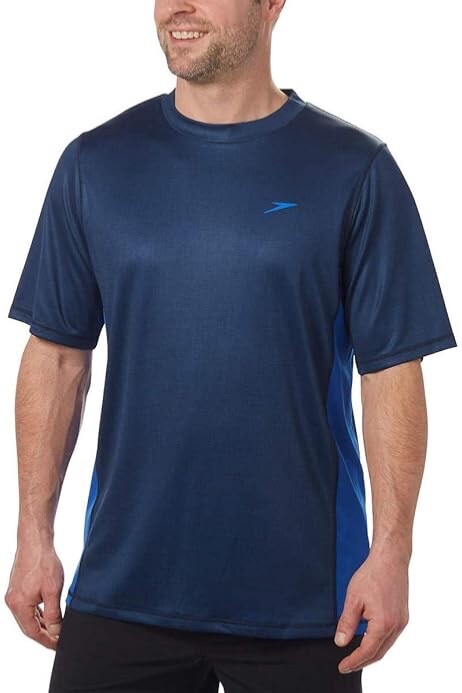 $40 Speedo Men’s Swim Shirt- 87748287410-Navy- Small- New With Tags