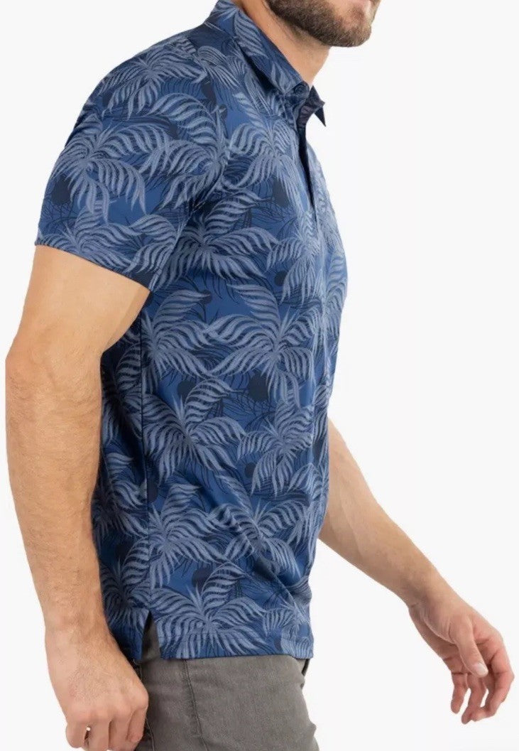 $95 TRAVIS MATHEW Men’s Mountain Down Cotton Blend Golf Polo-Estate Blue-Small