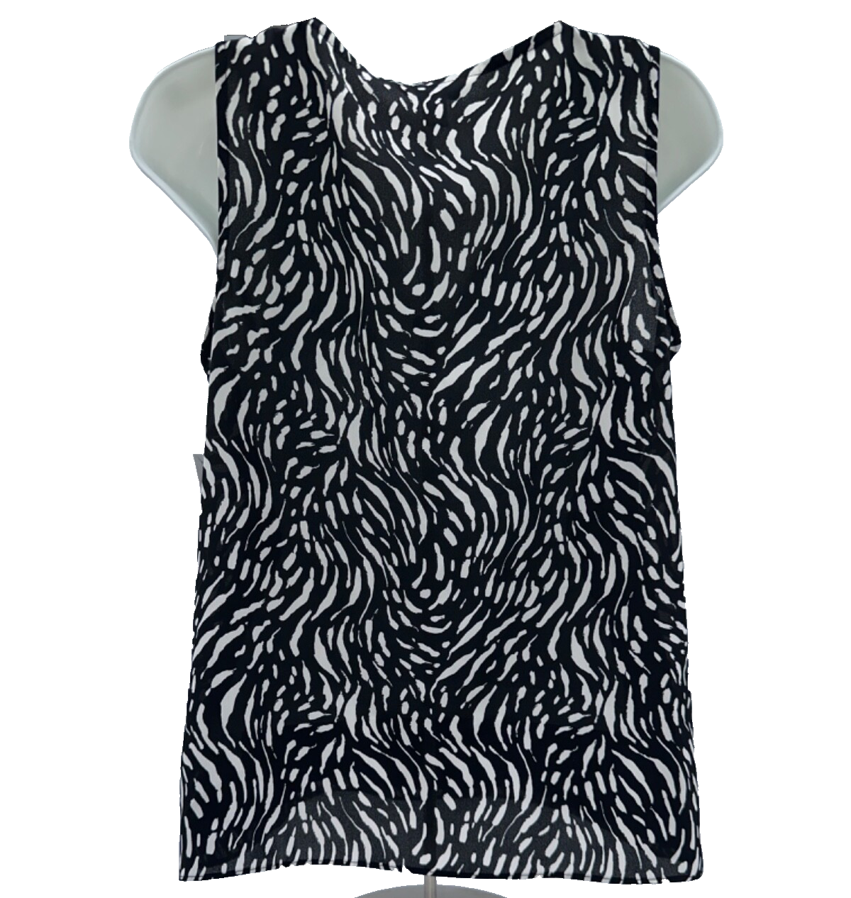 Nine West Women's Woven V Neck Shell Blouse - Black/White - Small - New