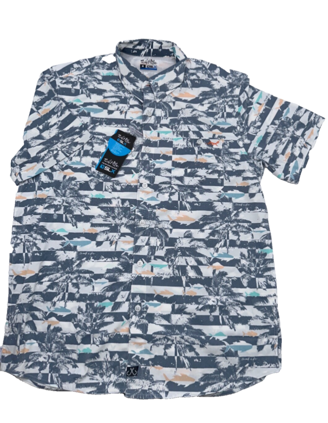 $72 Salt Life Men's Sunshine Button Down Shirt - Elemental Blue - Large- New