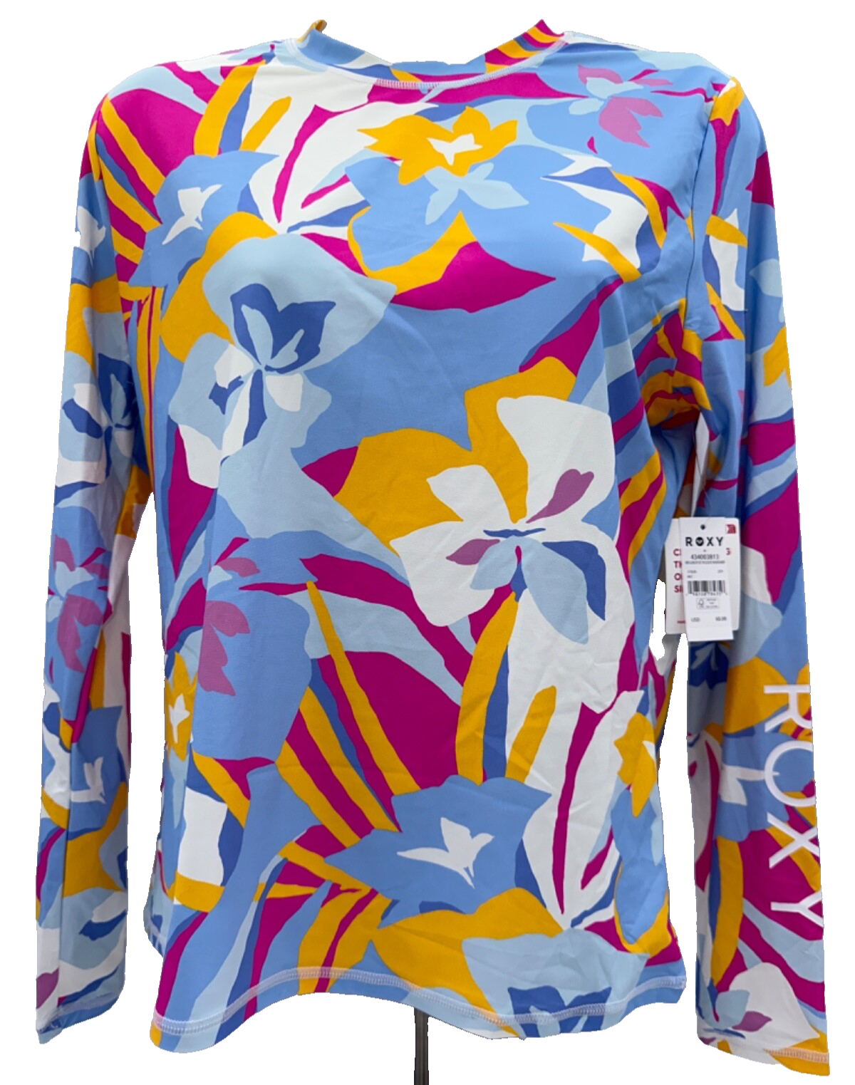 $60 Roxy Women’s Long Sleeve Rash Guard Top - Multi Color - Medium- New