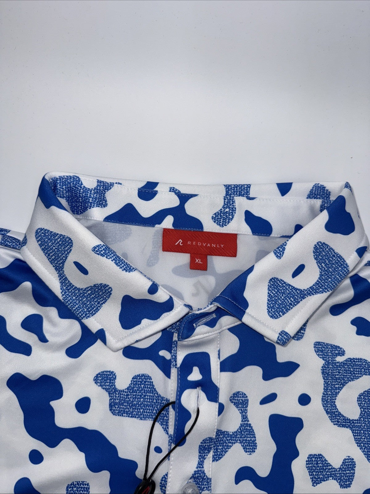 $110 Redvanly Men’s Camo Barres Golf Performance Stretch Polo Shirt-Blue-XLarge