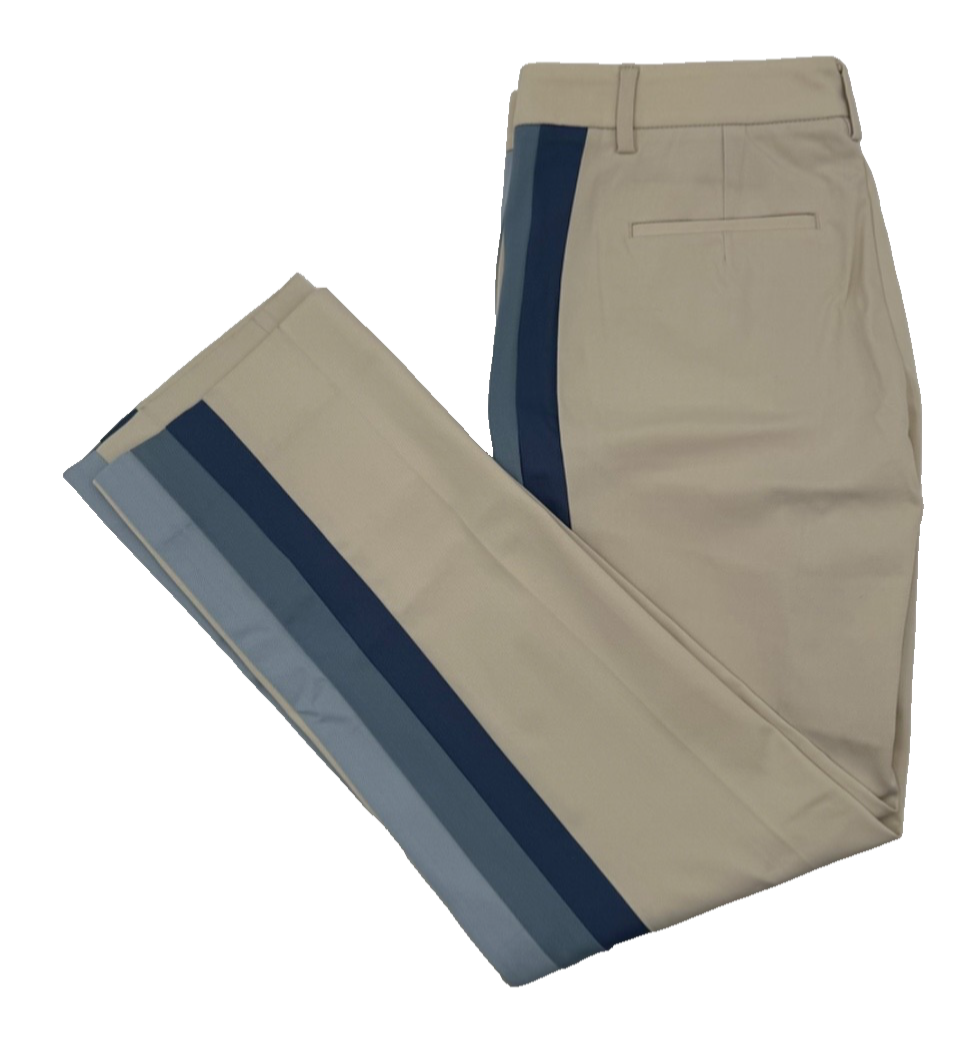 $140 G/FORE Women’s-Stretch Tech Side Stripe Twill Golf Trouser-Tan/Blue-Size 4