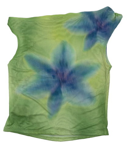 Madden Girls Asymmetrical Twist Strap Top Shirt- Citron Combo - Large - New Tag