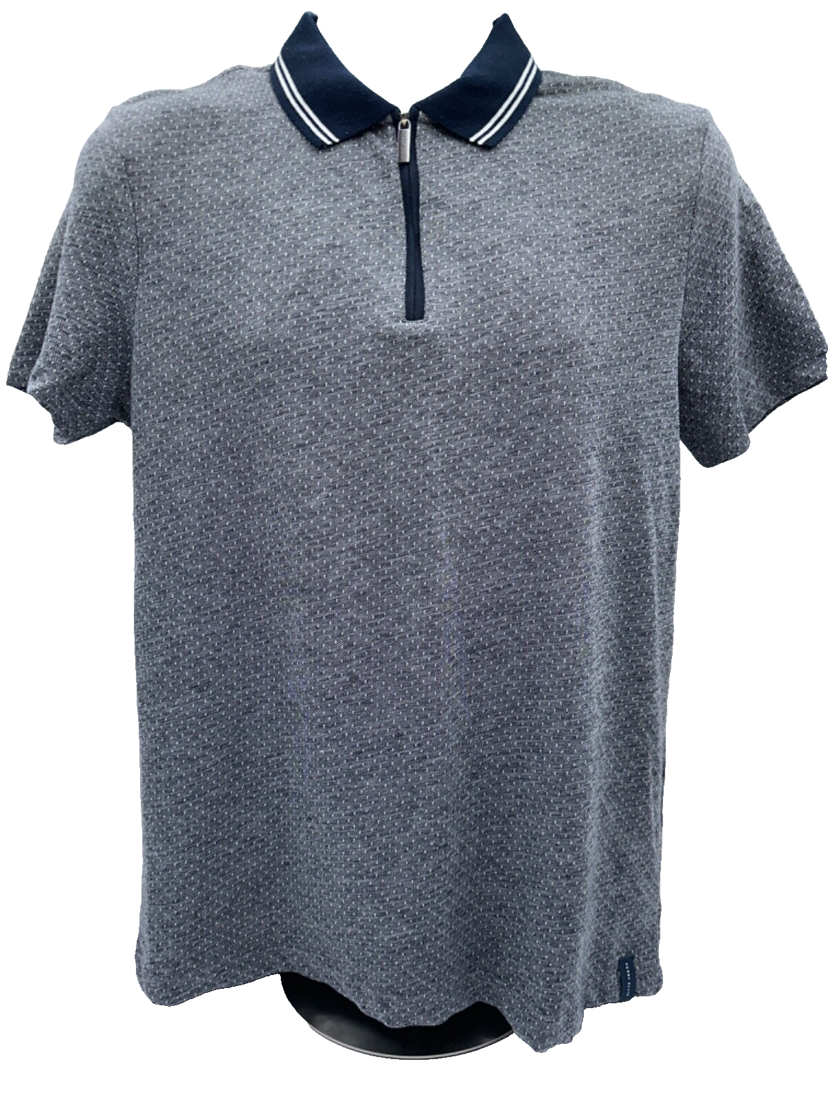 $50 Perry Ellis Men’s Quarter Zip Polo Shirt - Dark Sapphire - Small - New Tag