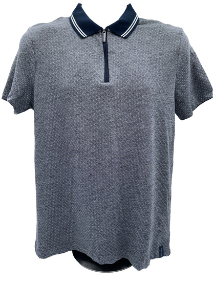 $50 Perry Ellis Men’s Quarter Zip Polo Shirt - Dark Sapphire - Small - New Tag