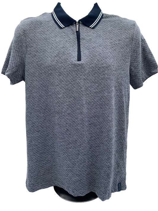 $50 Perry Ellis Men’s Quarter Zip Polo Shirt - Dark Sapphire - Small - New Tag