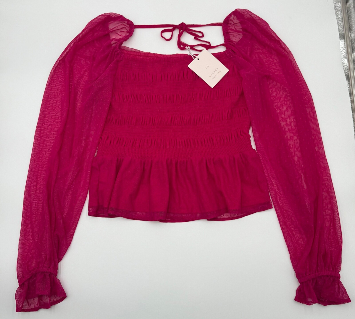 $52 LC Lauren Conrad Women’s-Cropped Party Shirt- Jersey Pink- Small-New Tag