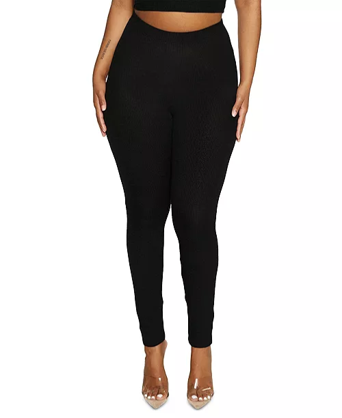 $75 Naked Wardrobe Women’s Ribbed Legging - Black - Medium - New With Tag