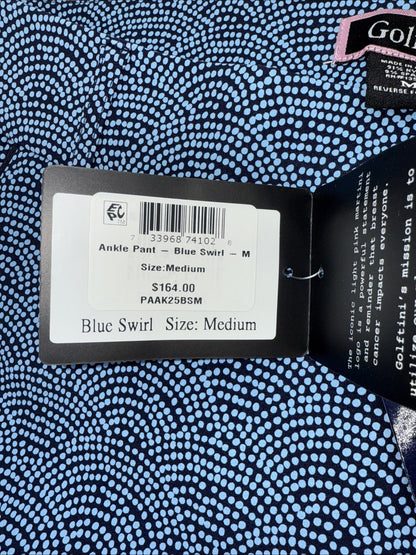 $164 Golftini Ankle Pant Side Stripes Golf Pants- Blue Swirl -Medium-New Tags