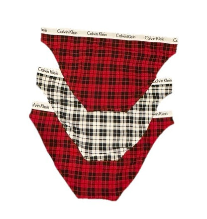 3 Pair Calvin Klein Women’s Carousel Bikini Panty D1618- 2 Red/ 1 White- Medium