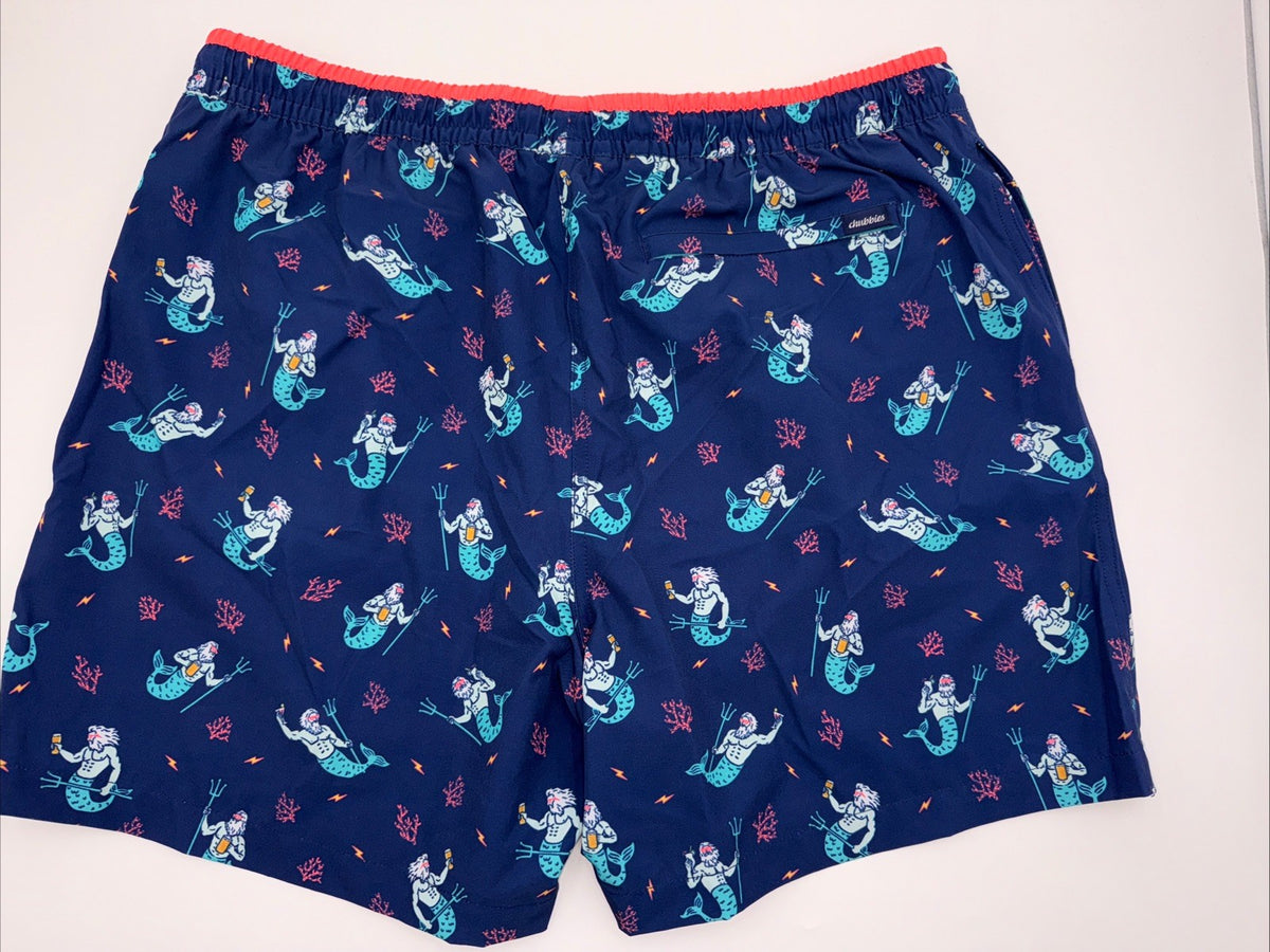 $70 Chubbies The Triton Of Sea 5.5" Inseam Swim Trunks- Blue -XLarge -New Tag