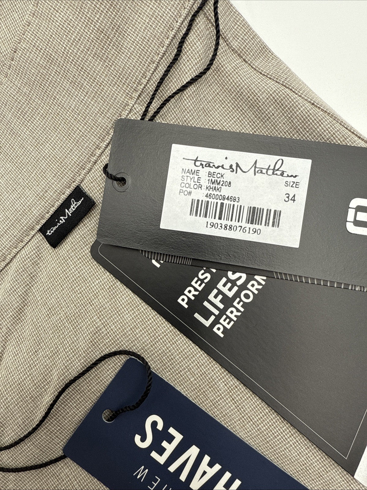 $85 Travis Mathew Men's Beck Shorts Stretch Waistband - Khaki -Size: 34- New