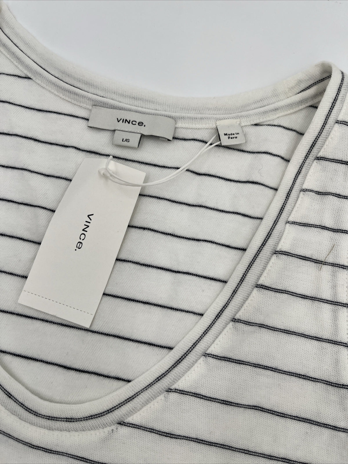 $80 *New* Vince Easy Scoop Neck Striped Tank Top- Off White- Large -New Tag