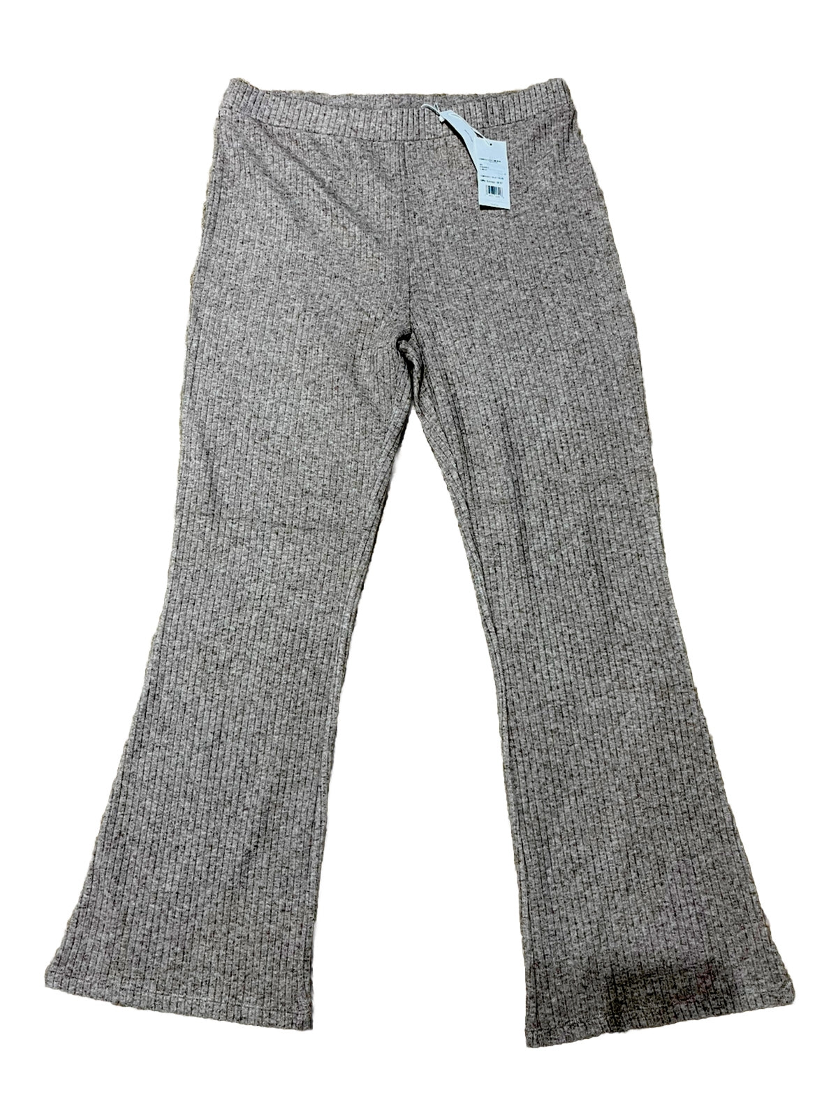 Vince Women’s Rib Knit Flare Pants Pull On Elastic Waist-Beige- XLarge-New $195
