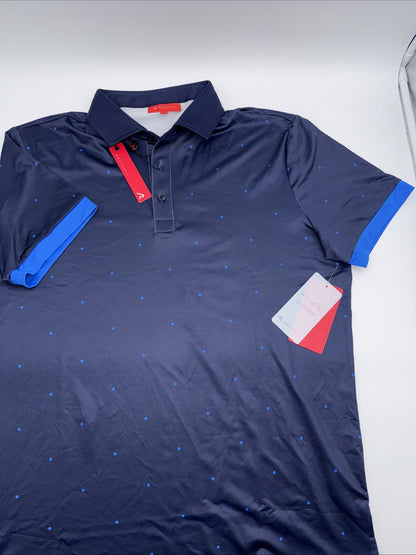$110 Redvanly Men’s Ramey Golf Performance Polo Shirt-Midnight Navy-Medium-New