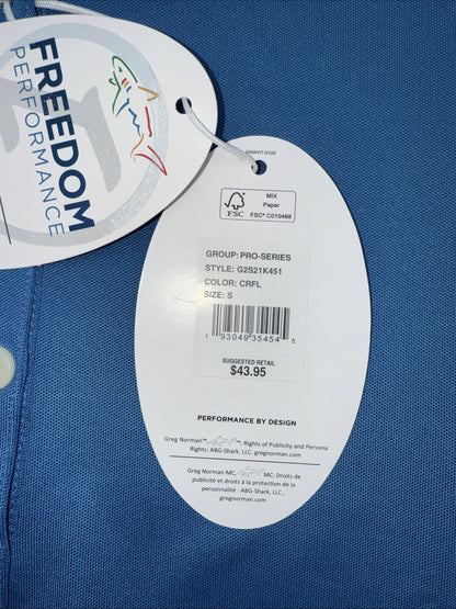 Greg Norman Women’s Freedom Sleeveless Micro Pique Polo-Cornflower Blue-Small