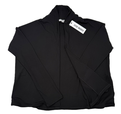 $89 Steve Madden Women’s-Soft Side Ribbed Knit Jacket Top- Black- Small-New Tag