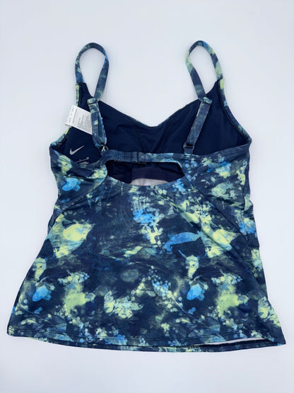 $66 Nike Women’s Floral Tie Dye V Neck Tankini Swim Top - Navy - Small - New