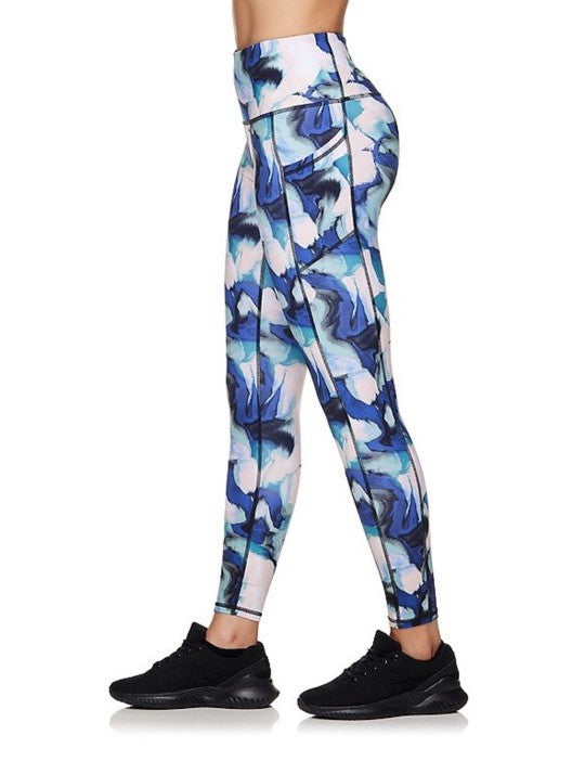 Gaiam Women’s7/8 Nanette Leggings High Rise- Blue Multi- Large - New Tag $55