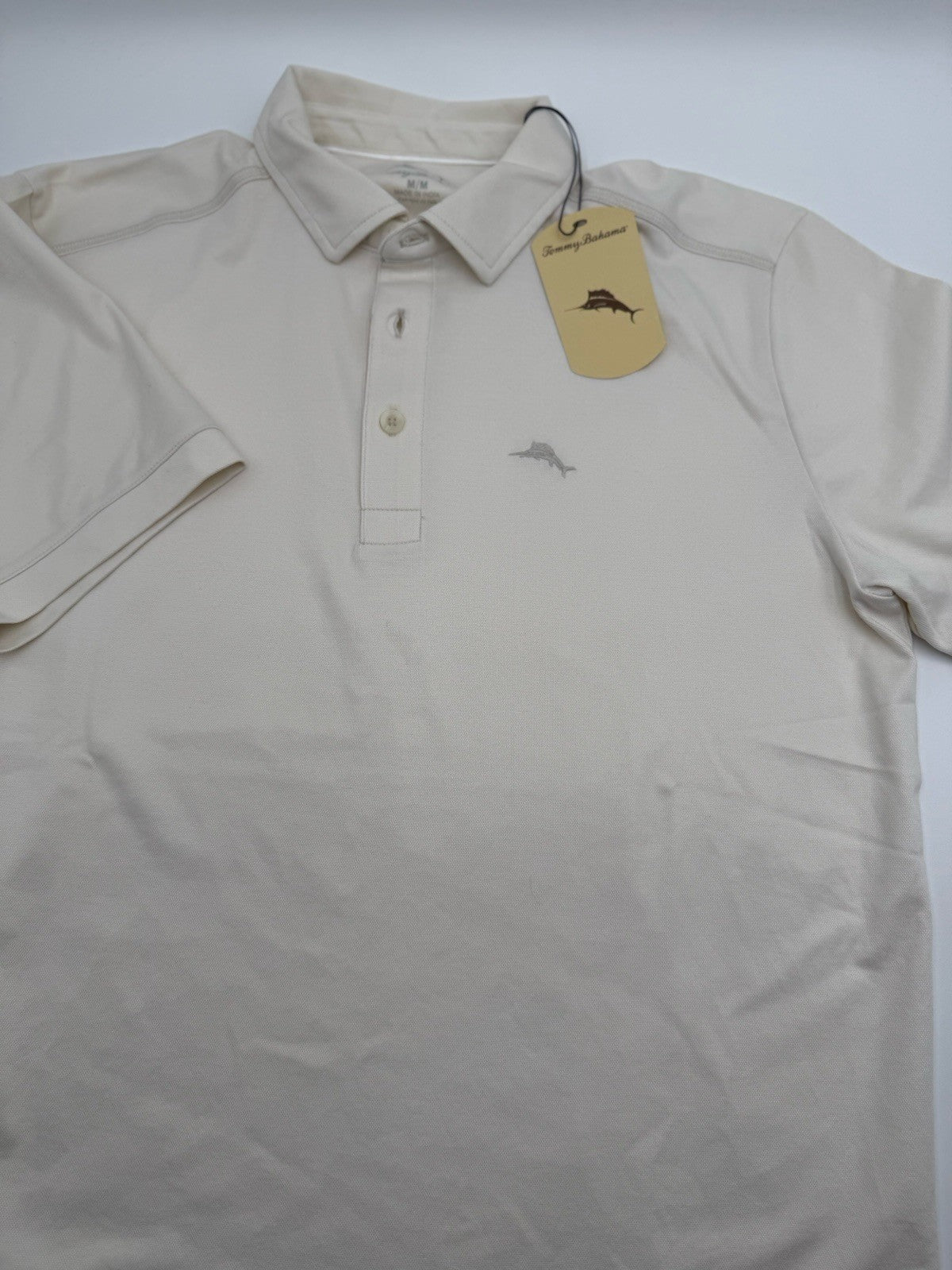 $100 Tommy Bahama Men’s Playa Soft Polo Shirt - Coconut Cream -Medium-NEW