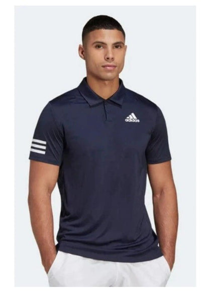 $65 Adidas Men’s Polo Shirt 3 Stripe Regular Fit Performance Golf-Navy-Medium