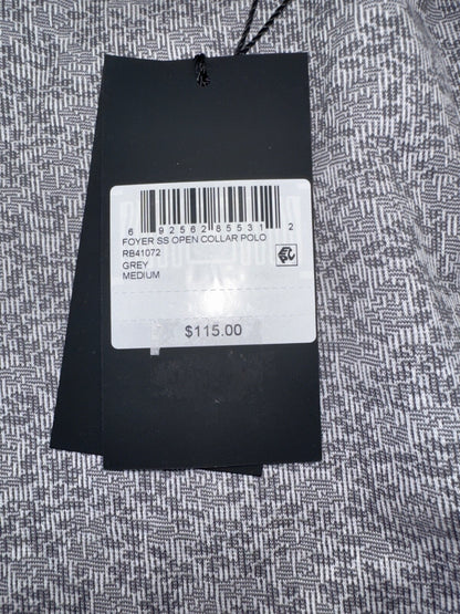 $115 Robert Barakett Men’s Open Collar Polo Shirt- Grey - Medium -  New with tag