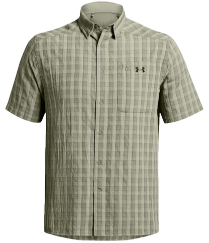 $55 Under Armour Men’s Drift Tide 2.0 Plaid Button Up Shirt-Grove Green -Medium